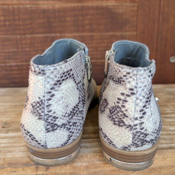 Gray Suede Ankle Boots with Snakeskin Detail - Picture 5 of 8